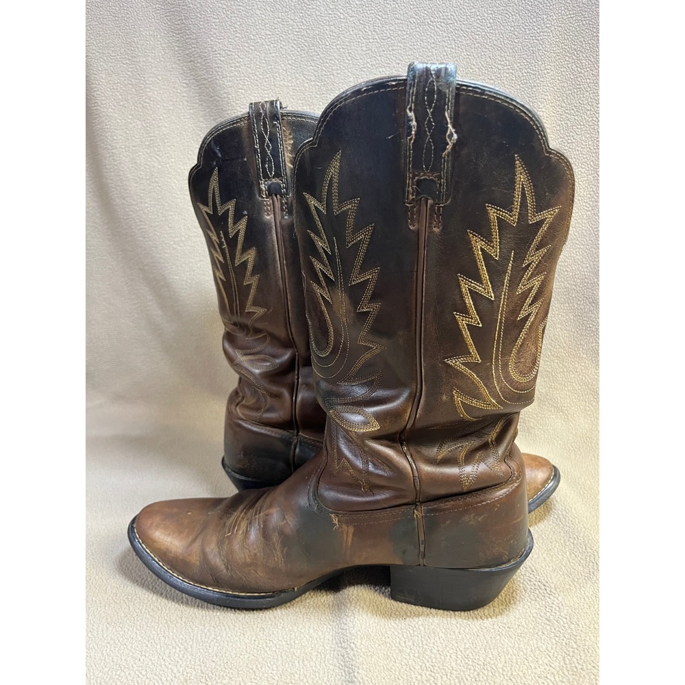 Ariat Heritage Brown Leather Western Cowboy Boots Mens Round‎ Toe - Picture 7 of 16